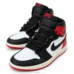 کفش کتانی جردن وان ساق‌دار بلک تو (Jordan 1 High Black Toe) مشکی سفید قرمز (کیفیت مستر)