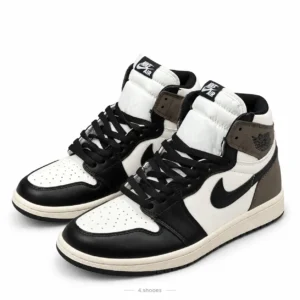 کفش کتانی جردن وان ساق‌دار دارک موکا (Jordan 1 High Dark Mocha) سفید مشکی قهوه‌ای (کیفیت مستر)