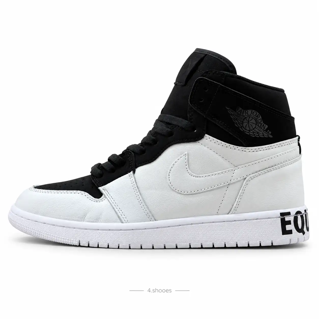 کفش کتانی جردن وان ساقدار ایکوالیتی (Jordan 1 High Equality) سفید مشکی (کیفیت مستر)