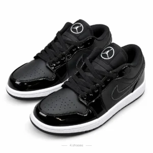 کفش کتانی جردن وان مرسدس (Jordan 1 Low Mercedes) مشکی براق (کیفیت مستر)