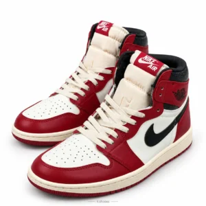 کفش کتانی جردن وان ساق‌دار شیکاگو (Jordan 1 High Chicago) قرمز سفید مشکی (کیفیت مستر)